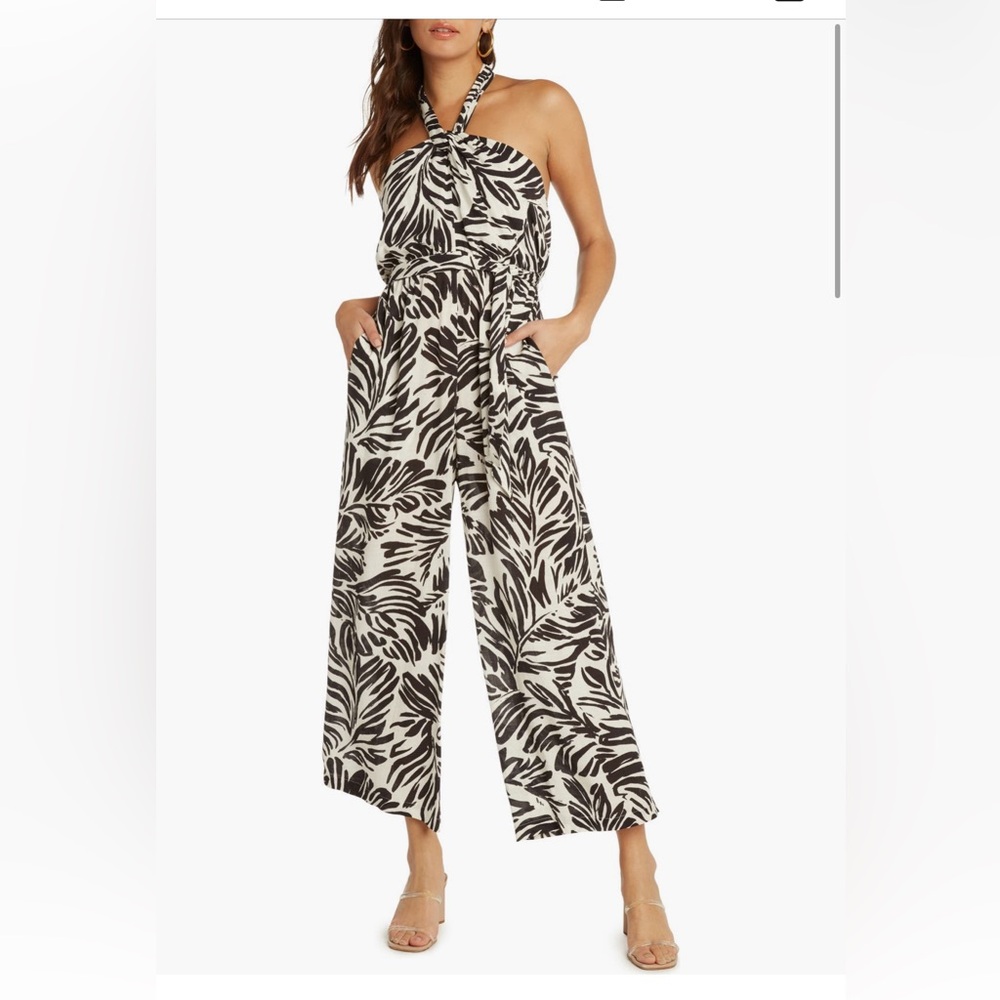 Brown & White Halter Jumpsuit